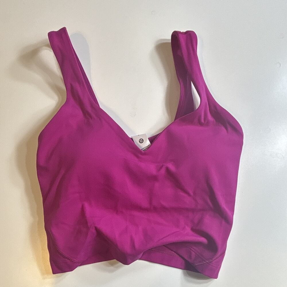 lululemon Align Tank fuschia sz2 Cropped V-Neck Built-In Bra Tight Fit